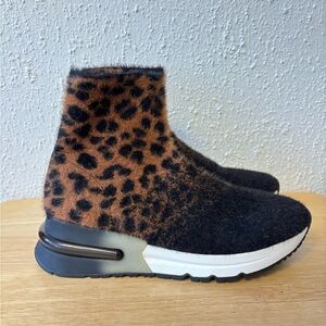 Ash Leopard Print Ankle Sneaker Sock Boots